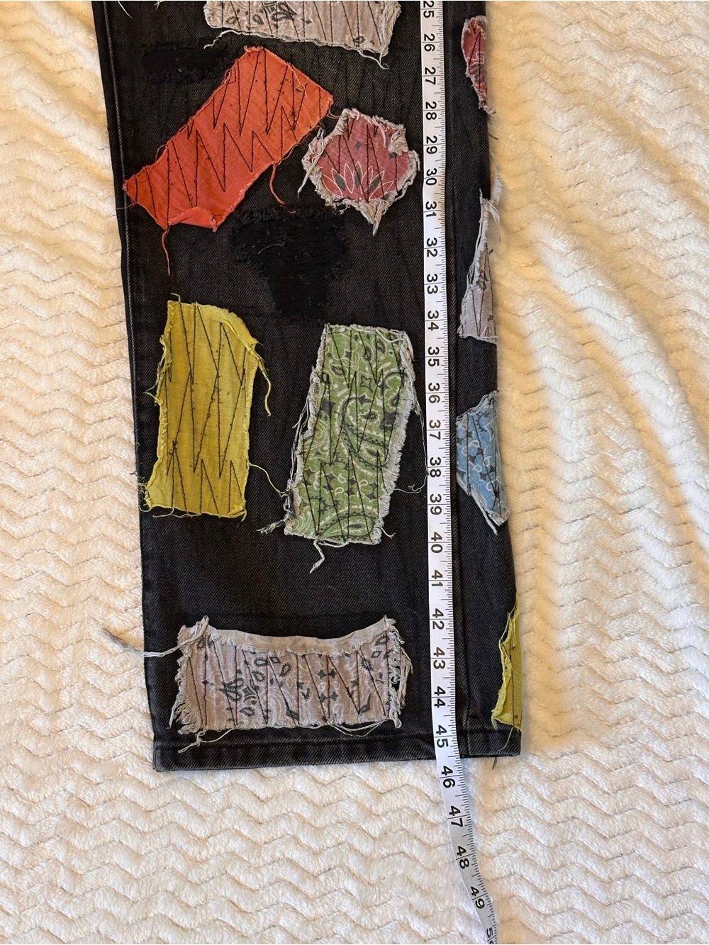 NWT mnml Bandana Patch Ultra Baggy Jeans Mens Size 31 Washed Black Distressed - Picture 7 of 10